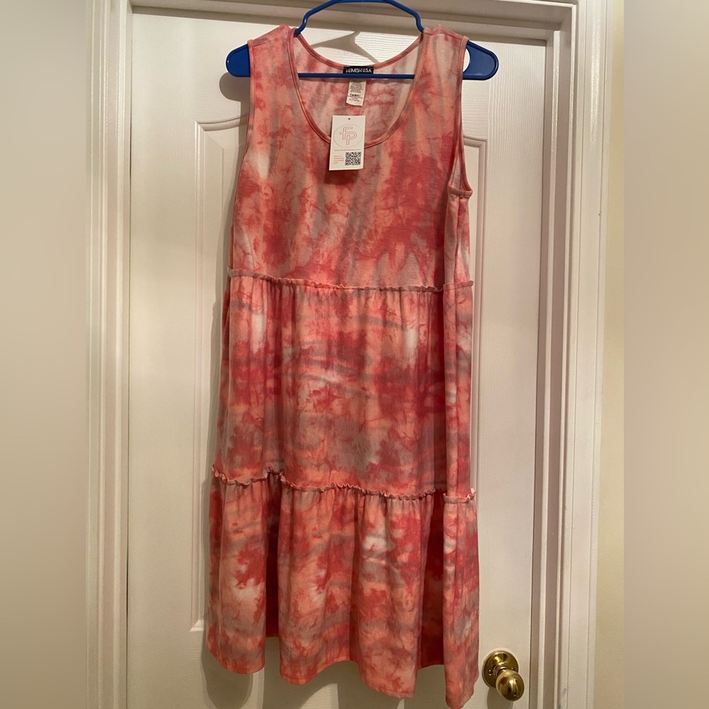 Pink tiered tie dye Dress